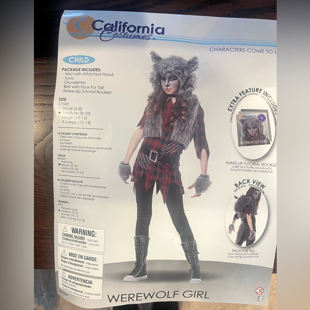 Halloween wolf costume: Size 8/10 kids youth werewolf costume. VGUC